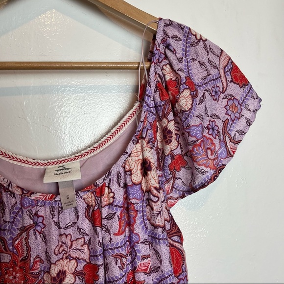 Knox Rose Floral Maxi Flutter Short Sleeve A-Line Dress Pink Purple Small Red - Picture 5 of 5